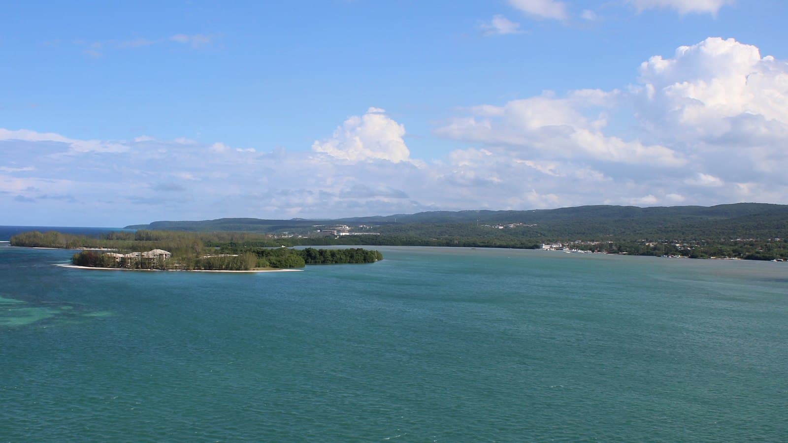 Falmouth harbour and lagoon seen from the cruise channel